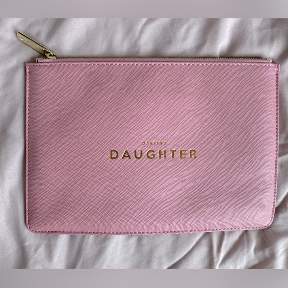 Pink Clutch with Gold Lettering